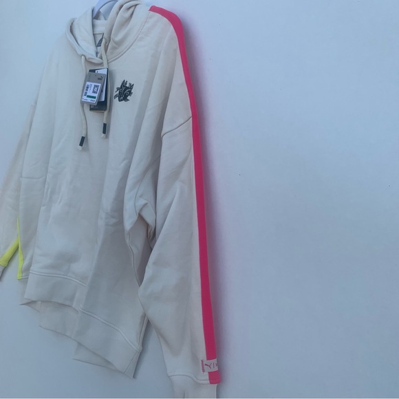 Puma Women’s Lemlem Oversized Fleece Hoodie Size Large Ghost/Pepper - Picture 5 of 16